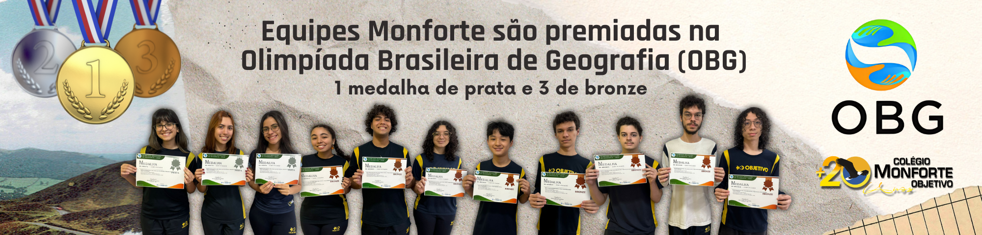 Prata e bronze! Equipes do Monforte são premiadas Olimpíada Brasileira de Geografia (OBG)