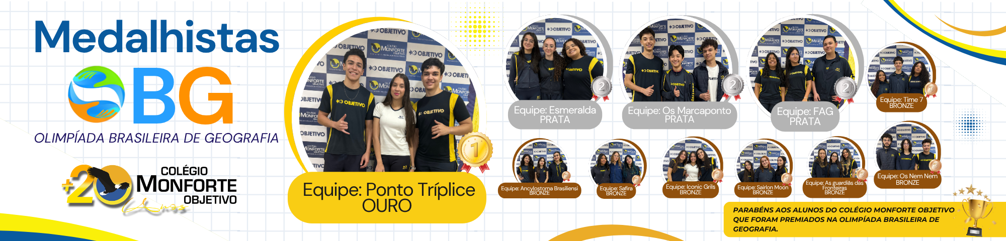 É OURO!!! Alunos do Colégio Monforte conquistam 11 medalhas na Olimpíada Brasileira de Geografia (OBG)