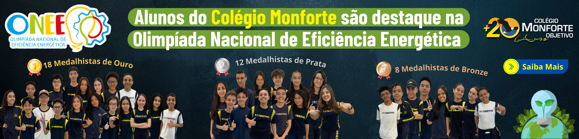 38 medalhas! Alunos do Colégio Monforte são destaque na Olimpíada Nacional de Eficiência Energética (ONEE)